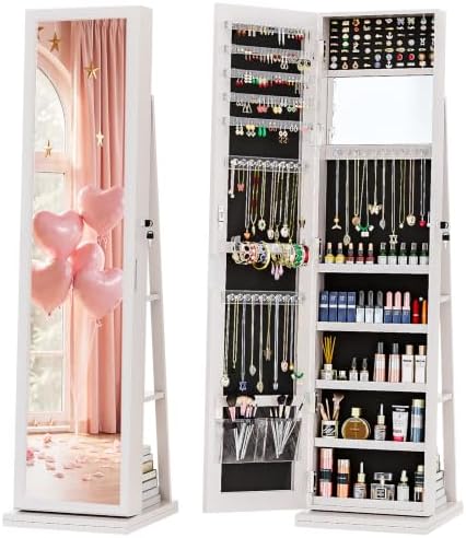 Full Length Mirror Jewelry Armoire - خزانة مجوهرات 4 في 1 قابلة