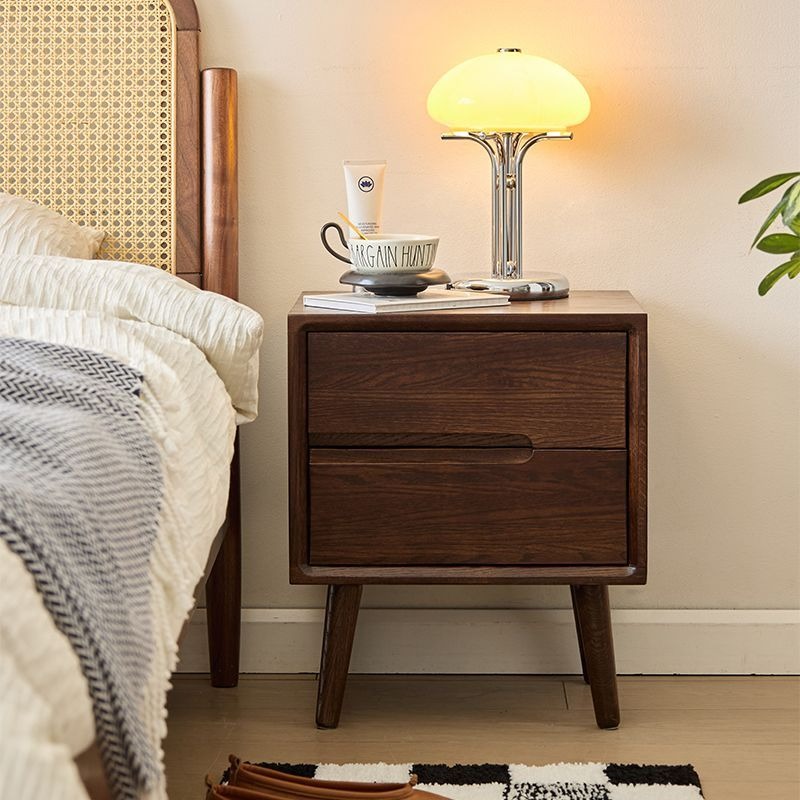 Solid Wood Nightstand 2 Drawers - طاولات خشبية بجانب السرير، منضدة عتيقة،