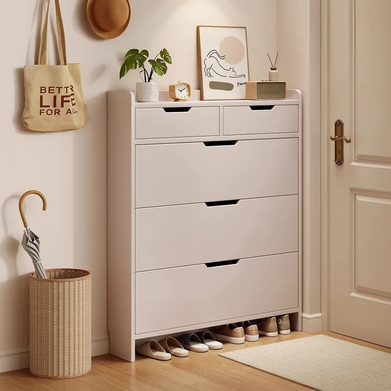 Shoe Rack Cabinet Narrow Entryway - خزانة أحذية من الخشب الصلب بعمق