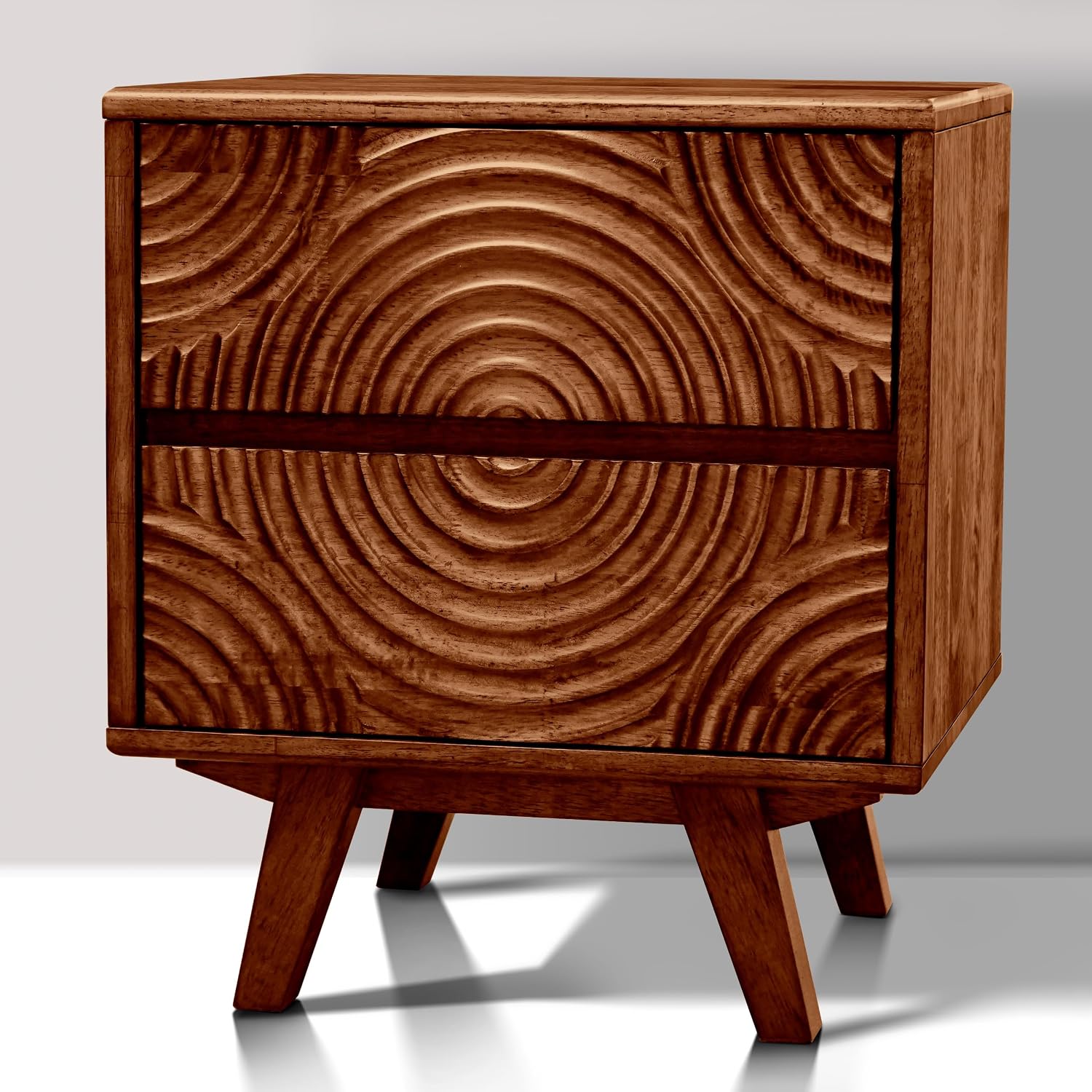 Solid Wood Nightstand 2 Drawers - طاولة سرير من خشب الأكاسيا الصلب