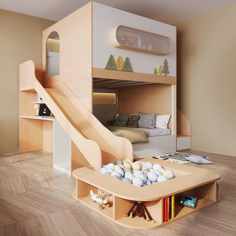 Bunk Bed With Stairs And Slide - سرير بطابقين على شكل كبسولة فضائية