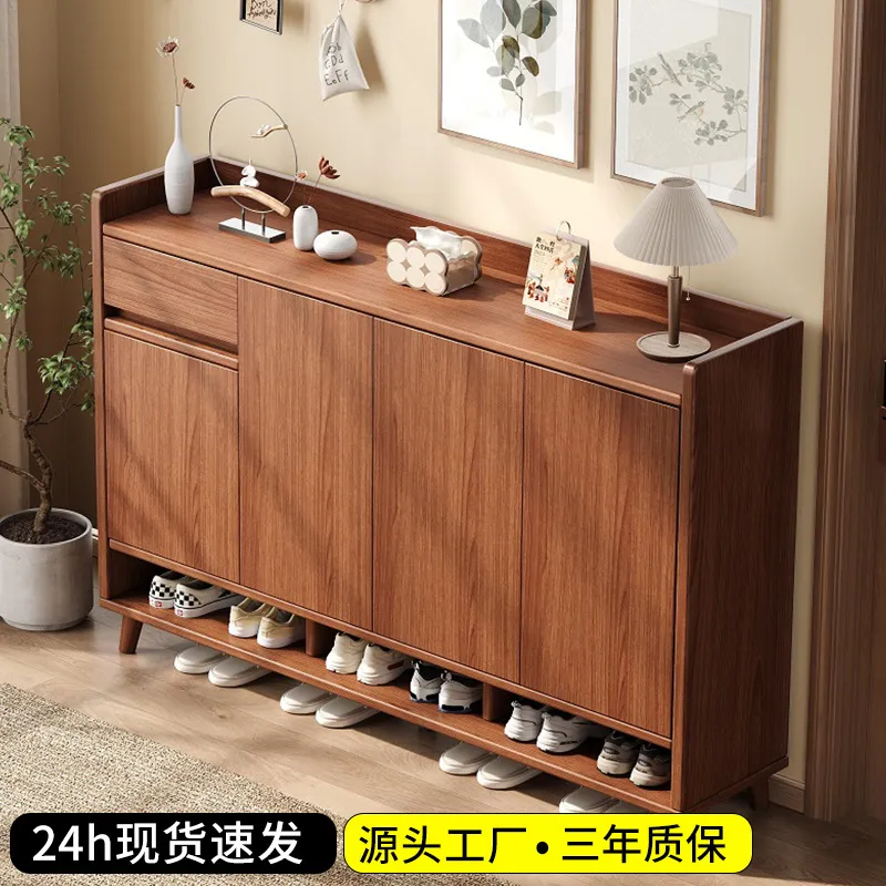 Shoe Rack Cabinet Narrow Entryway - خزانة أحذية من الخشب الصلب، منظم