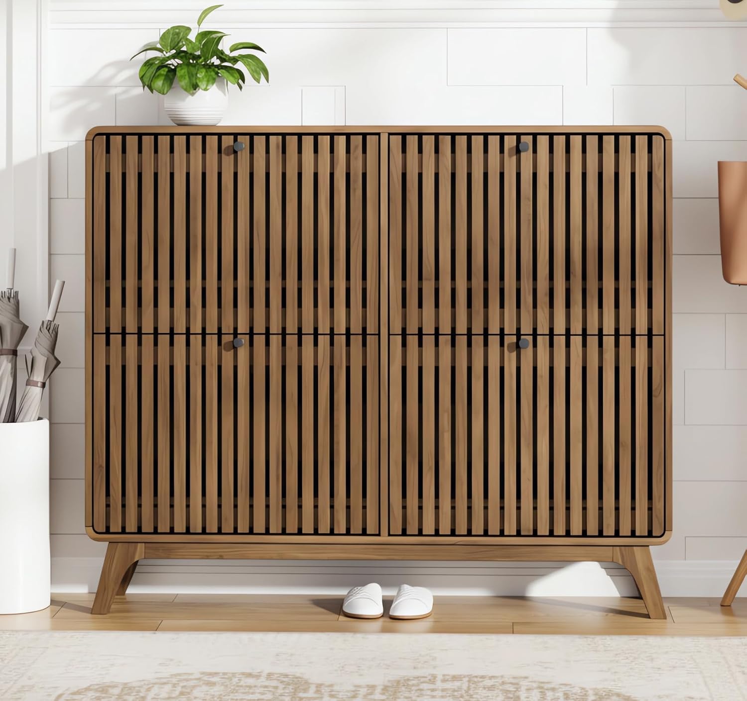 Shoe Rack Cabinet Narrow Entryway - # خزانة أحذية كبيرة من الخيزران