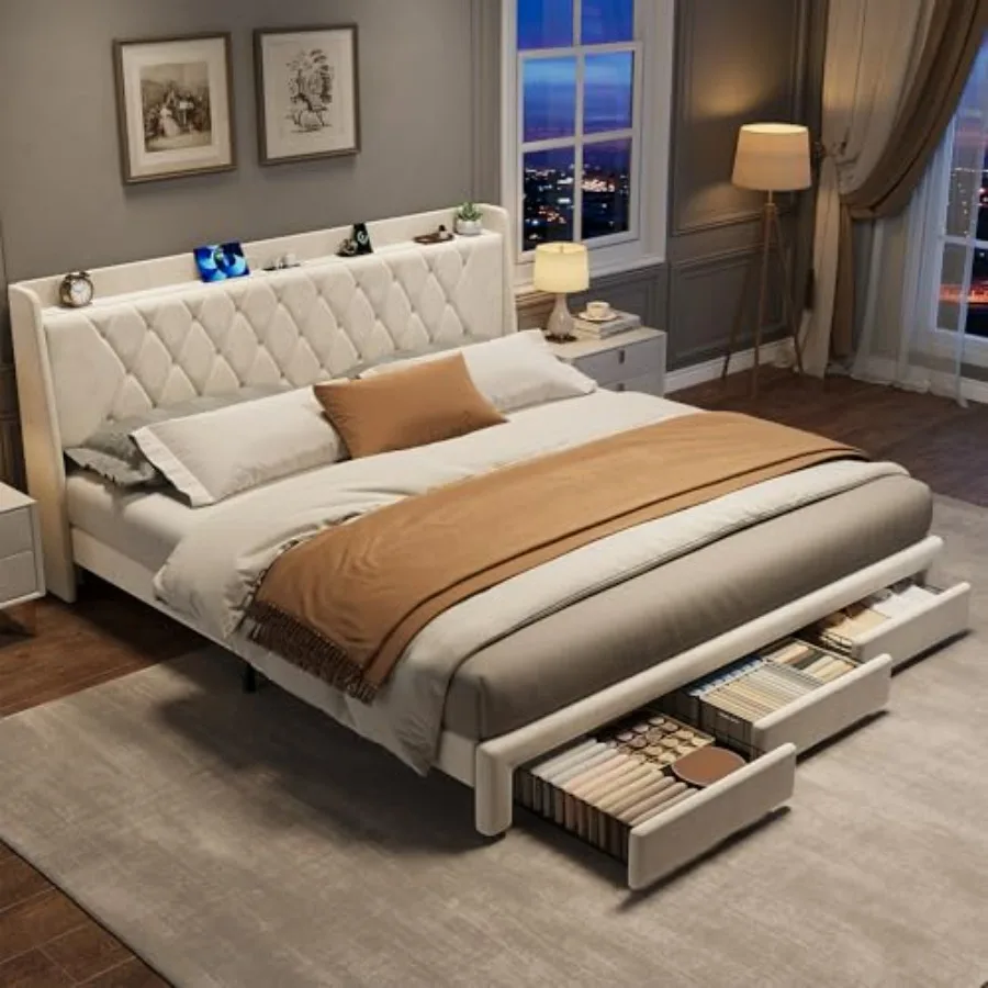 King Size Bed Frame With Storage Drawers - إطار سرير من نوع 