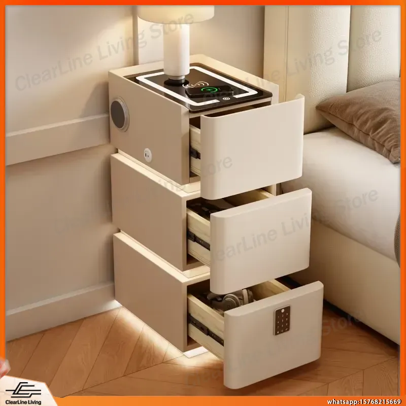 Floating Nightstand With Led Light - طاولة سرير جانبية فائقة النحافة بثلاثة