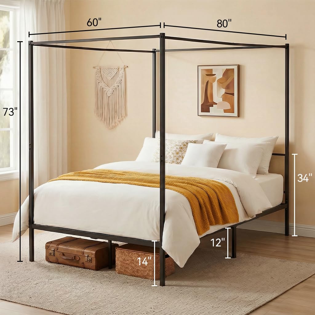 إطار سرير معدني بحجم كوين مع م - مراجعة Canopy Bed Frame Metal Queen وسعره