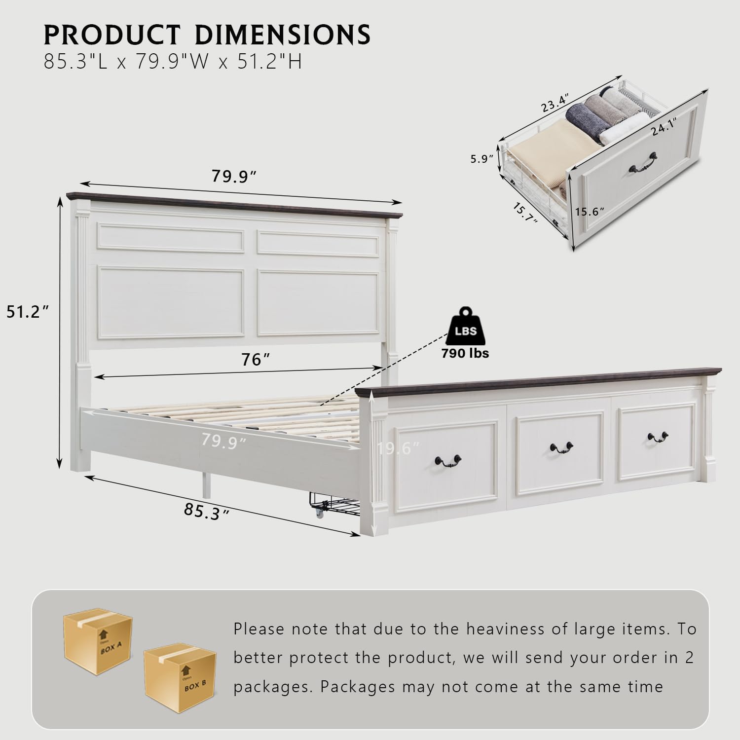 إطار سرير كينج سايز بتصميم ريف - مراجعة King Size Bed Frame With Storage Drawers وسعره