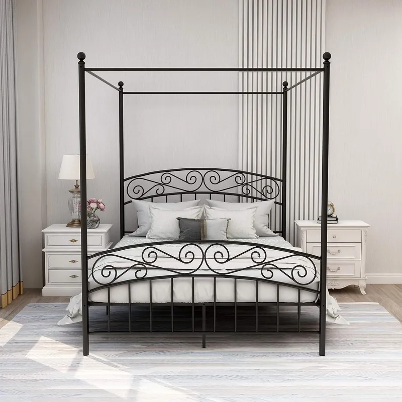 إطار سرير بحجم كوين مع مظلة، س - مراجعة Canopy Bed Frame Metal Queen وسعره