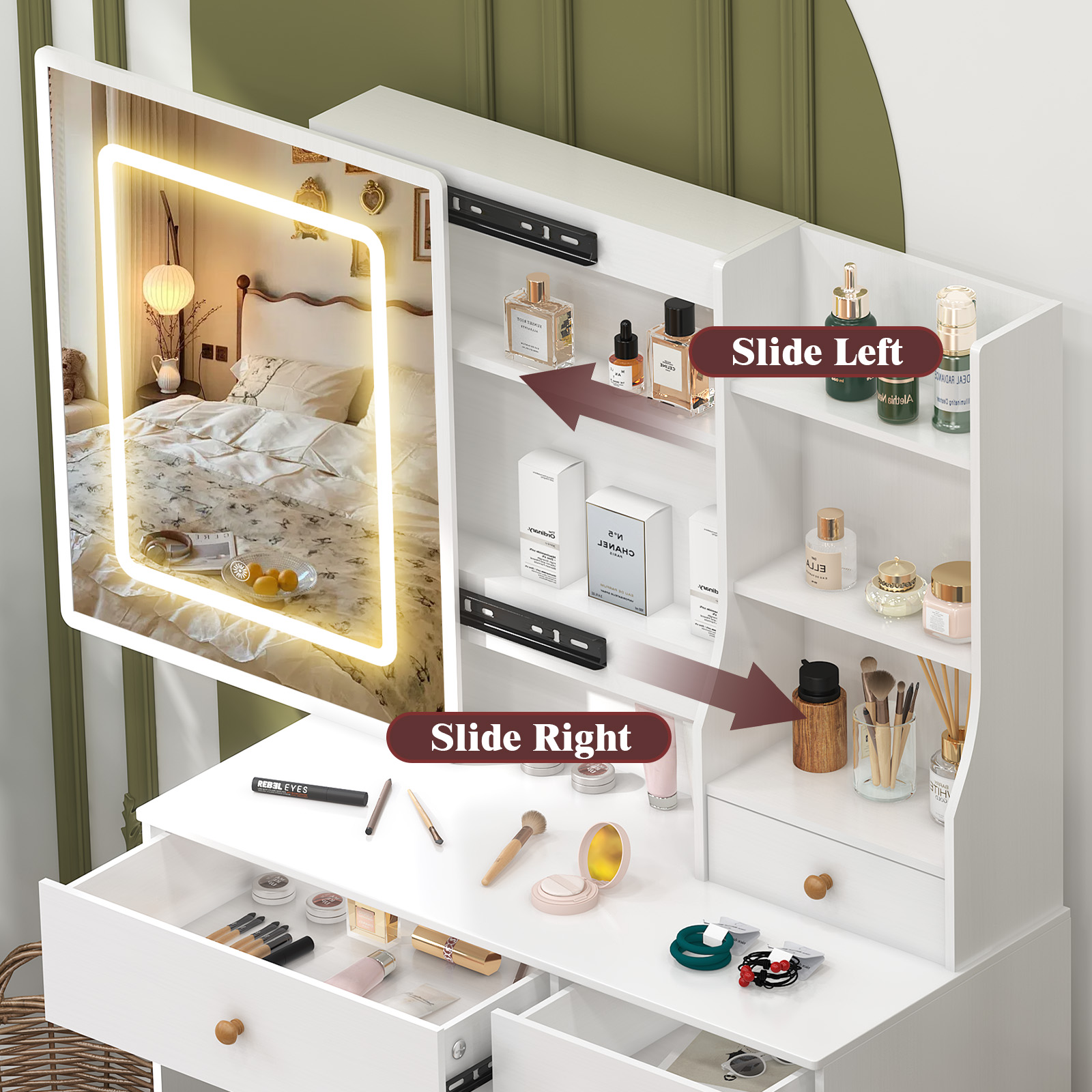 طاولة تجميل بيضاء من توسيف مع  - مراجعة Dressing Table Vanity With Lighted Mirror وسعره