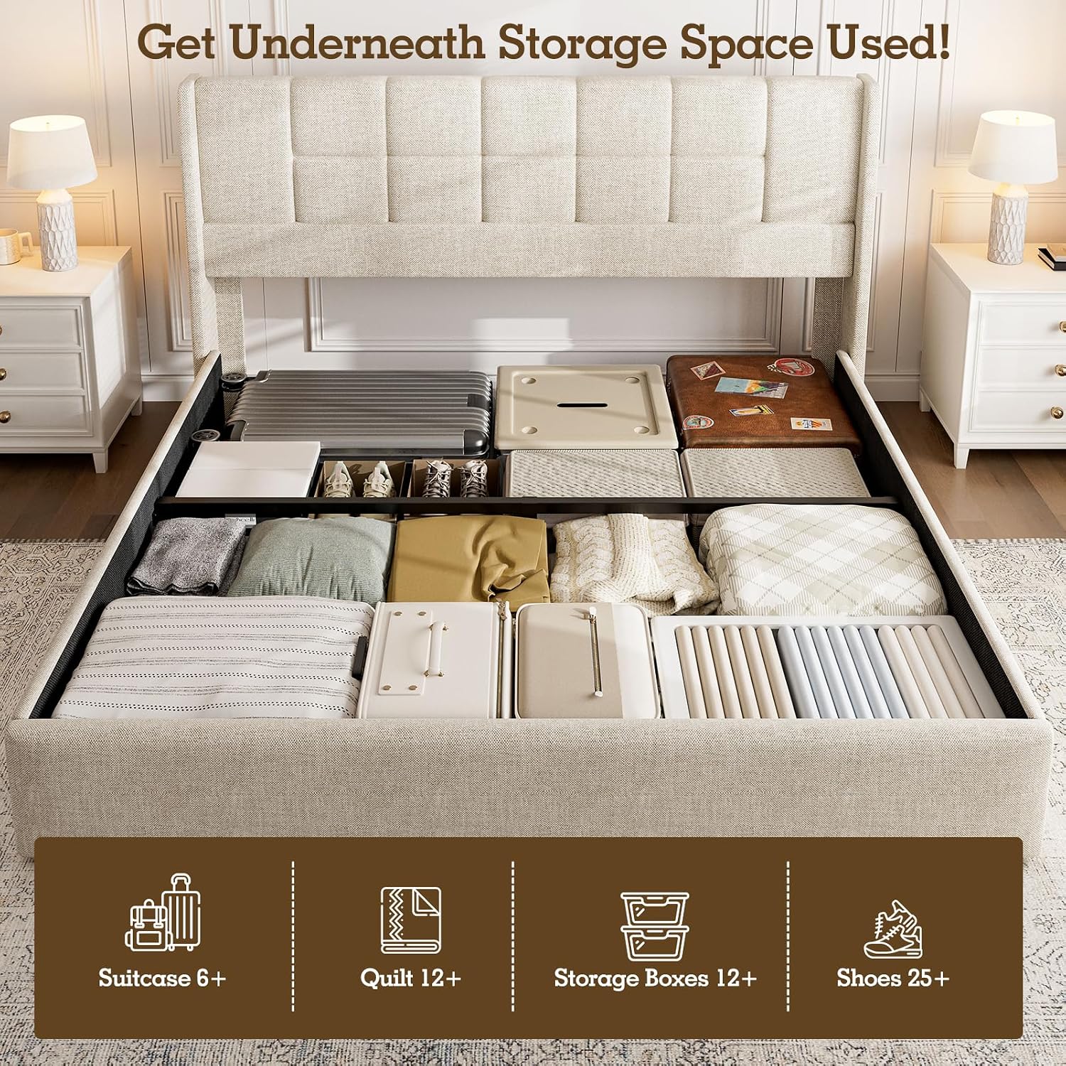 إطار سرير كينج مع رفع هيدروليك - مراجعة Gas Lift Storage Bed Hydraulic وسعره