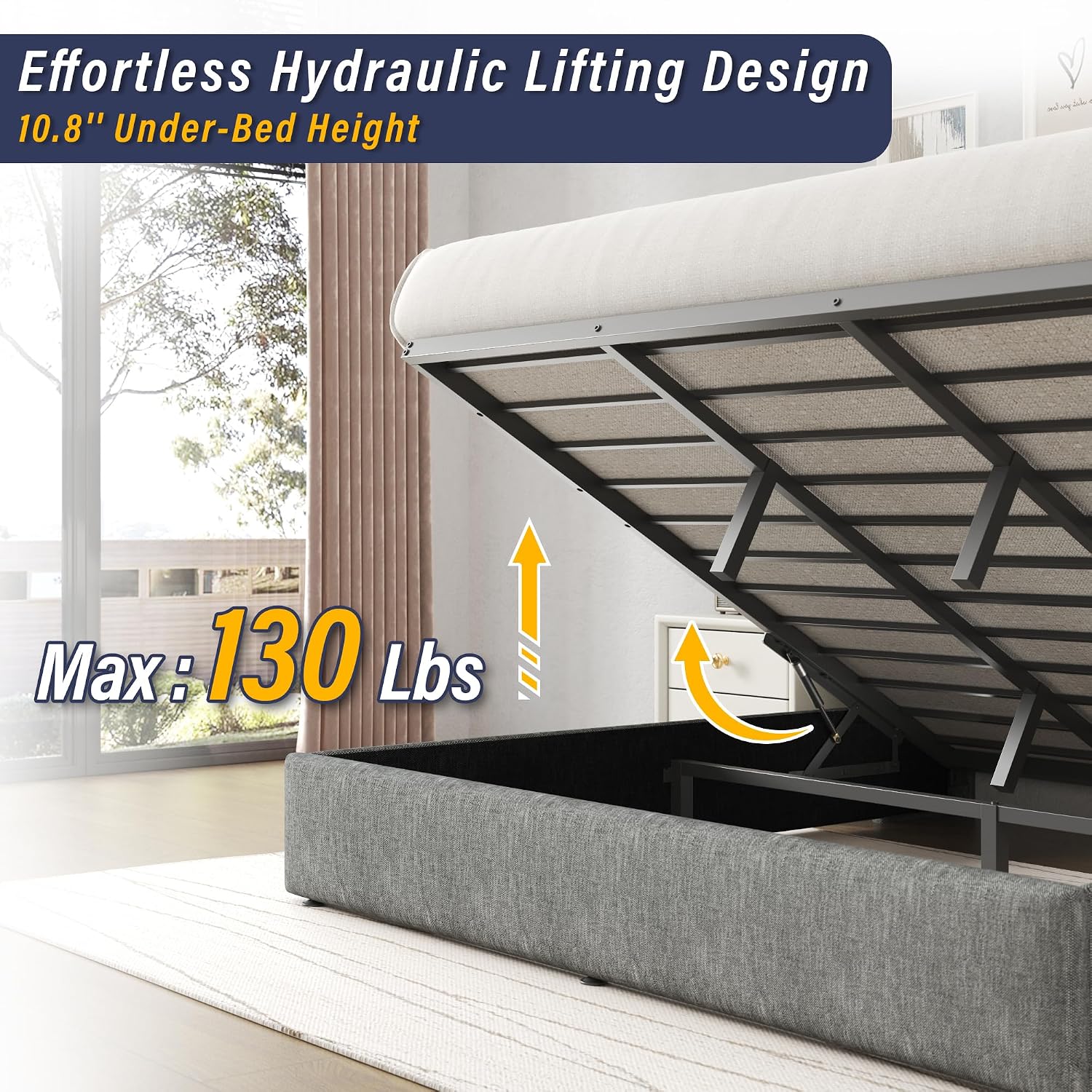 إطار سرير كينج مع تخزين هيدرول - مراجعة Gas Lift Storage Bed Hydraulic وسعره