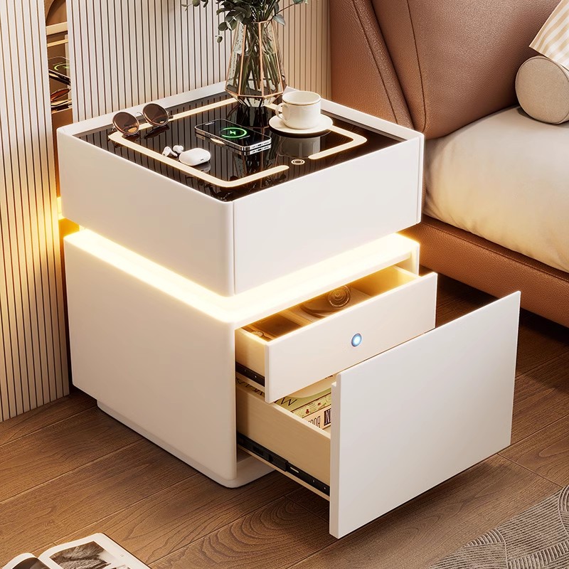 طاولة بجانب السرير الذكية مع ض - مراجعة Solid Wood Nightstand 2 Drawers وسعره