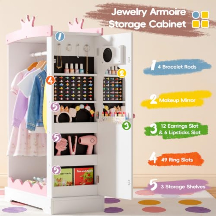 خزانة ملابس للأطفال مع مرآة كا - مراجعة Full Length Mirror Jewelry Armoire وسعره
