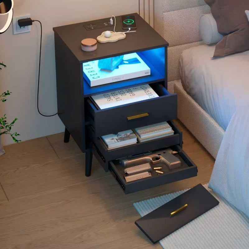 حامل ليلي مع درج شحن طاولة بجا - مراجعة Solid Wood Nightstand 2 Drawers وسعره