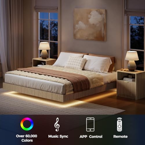 طقم غرفة نوم، إطار سرير عائم ب - مراجعة Floating Nightstand With Led Light وسعره