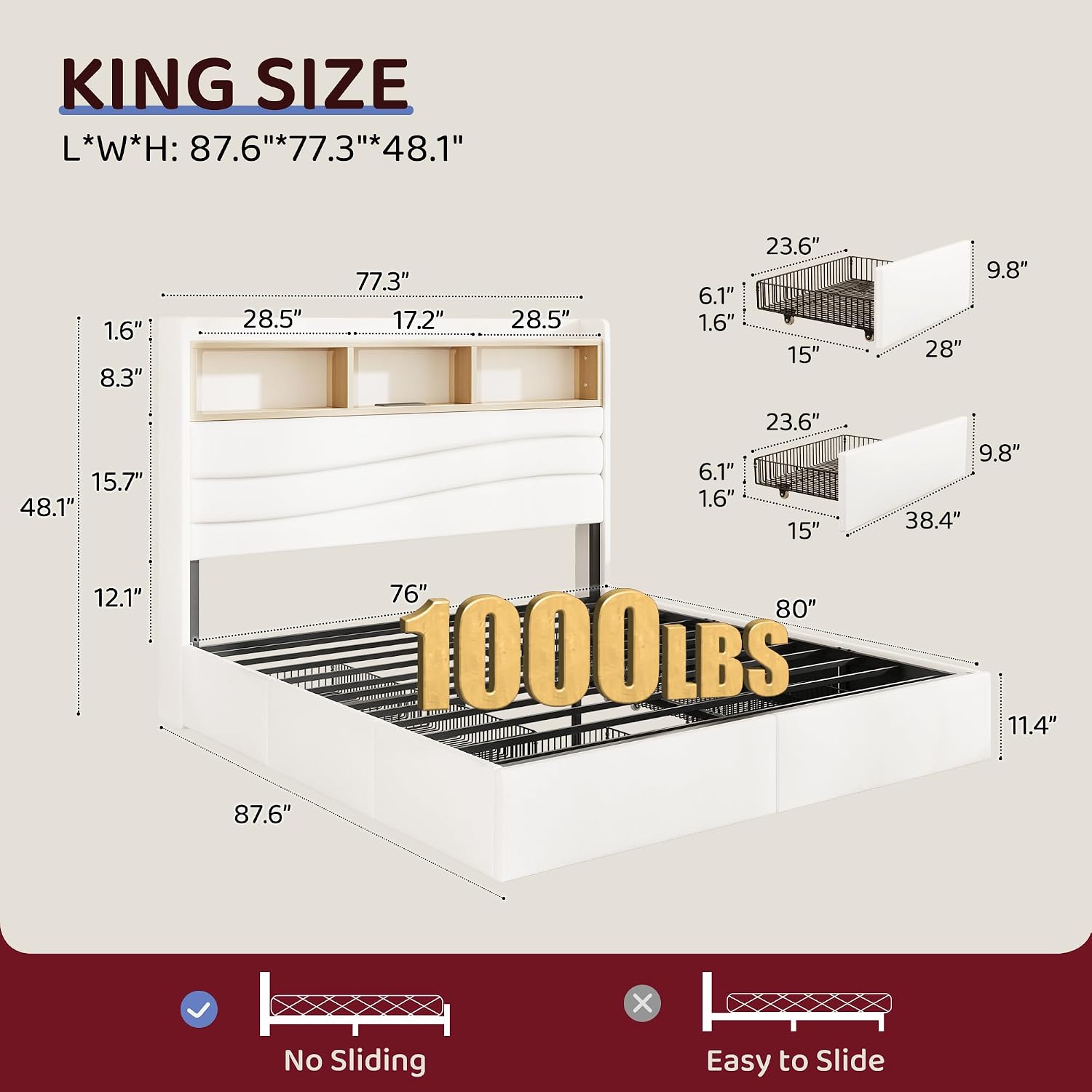 إطار سرير بحجم كينج مع 6 أدراج - مراجعة King Size Bed Frame With Storage Drawers وسعره