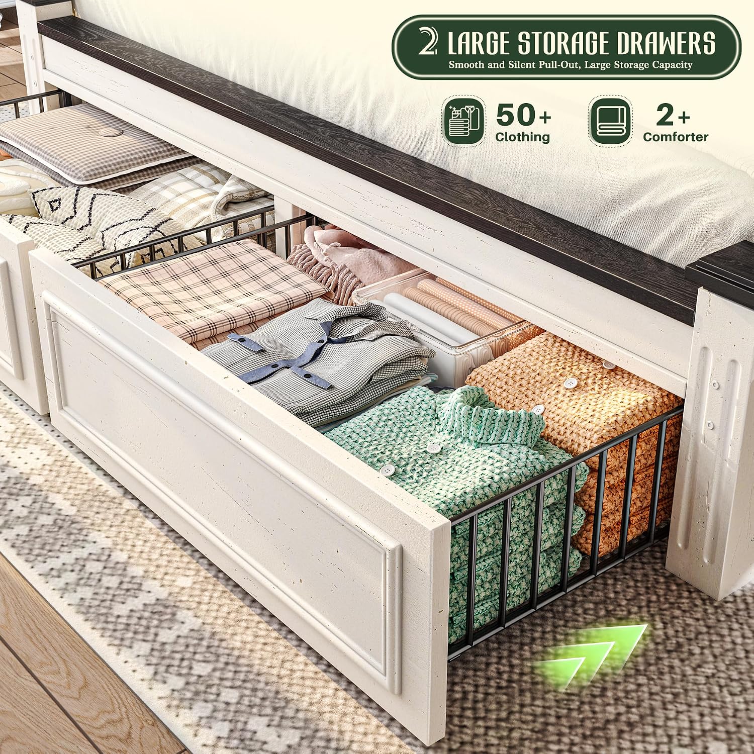 إطار سرير بحجم كينج مع لوح رأس - مراجعة King Size Bed Frame With Storage Drawers وسعره