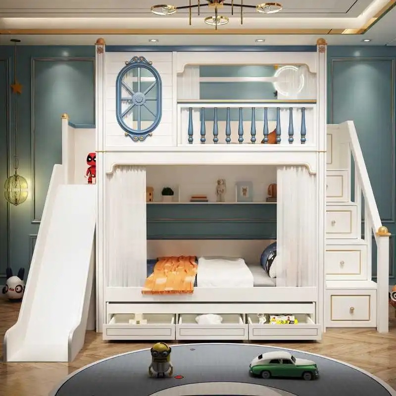 -للأثاث غرف نوم الأطفال الفاخر - مراجعة Bunk Bed With Stairs And Slide وسعره