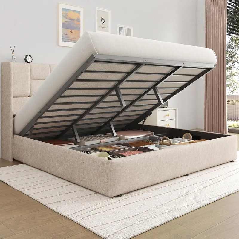 إطار سرير مع رفع هيدروليكي بال - مراجعة Gas Lift Storage Bed Hydraulic وسعره