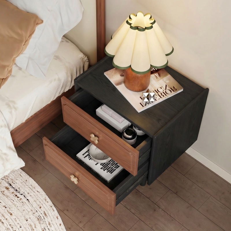 طاولة سرير جانبية من الخشب الص - مراجعة Solid Wood Nightstand 2 Drawers وسعره