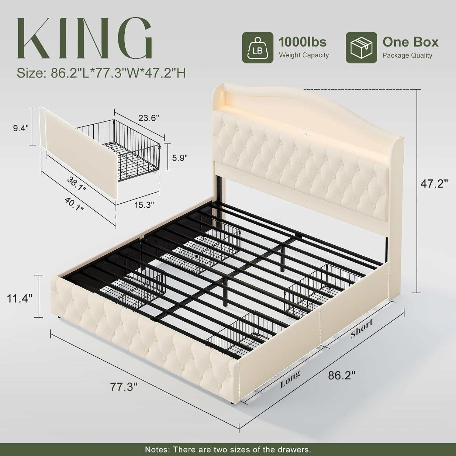 إطار سرير بحجم كينج مع 4 أدراج - مراجعة King Size Bed Frame With Storage Drawers وسعره