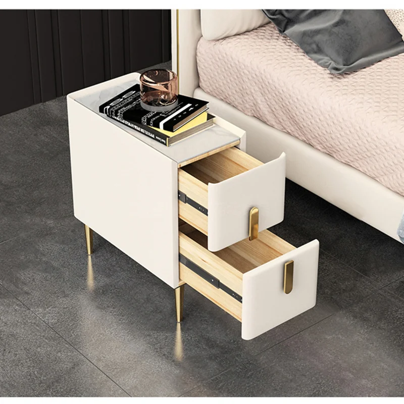 طاولة سرير خشبية ضيقة بلون واح - مراجعة Solid Wood Nightstand 2 Drawers وسعره