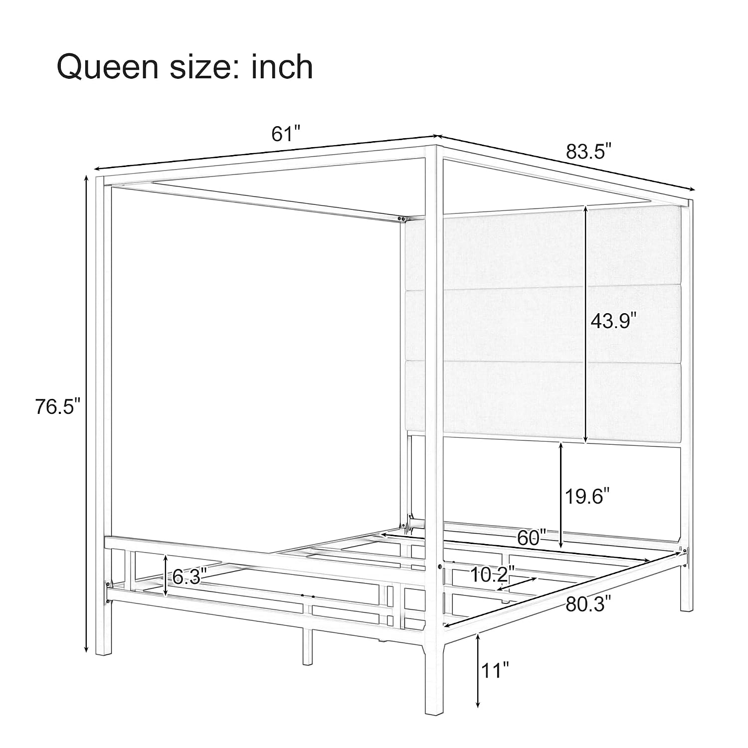 إطار سرير كوين معدني بأربعة أع - مراجعة Canopy Bed Frame Metal Queen وسعره