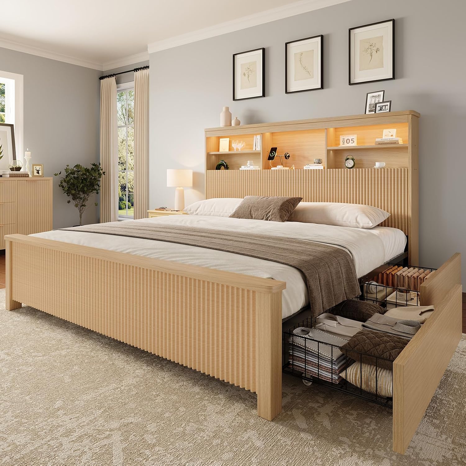إطار سرير بحجم كينج مع 4 أدراج - مراجعة King Size Bed Frame With Storage Drawers وسعره
