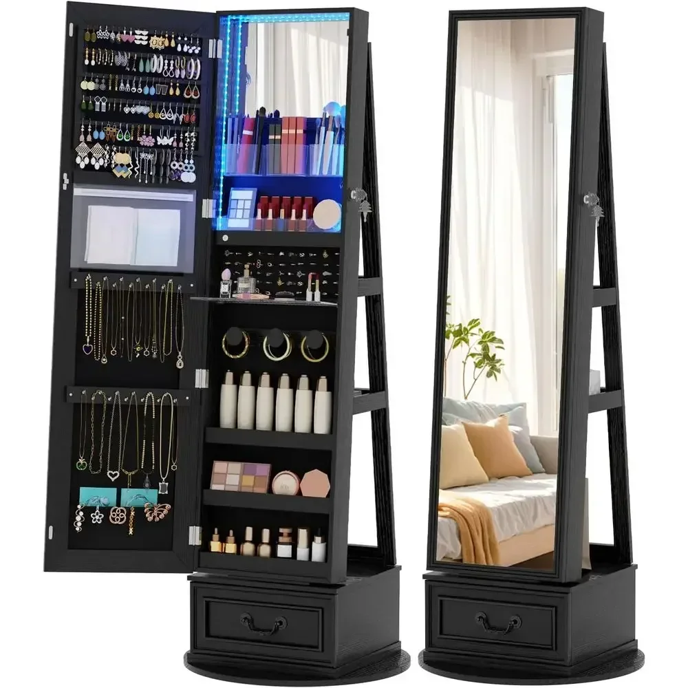 360 °   خزانة مجوهرات دوارة قا - مراجعة Full Length Mirror Jewelry Armoire وسعره
