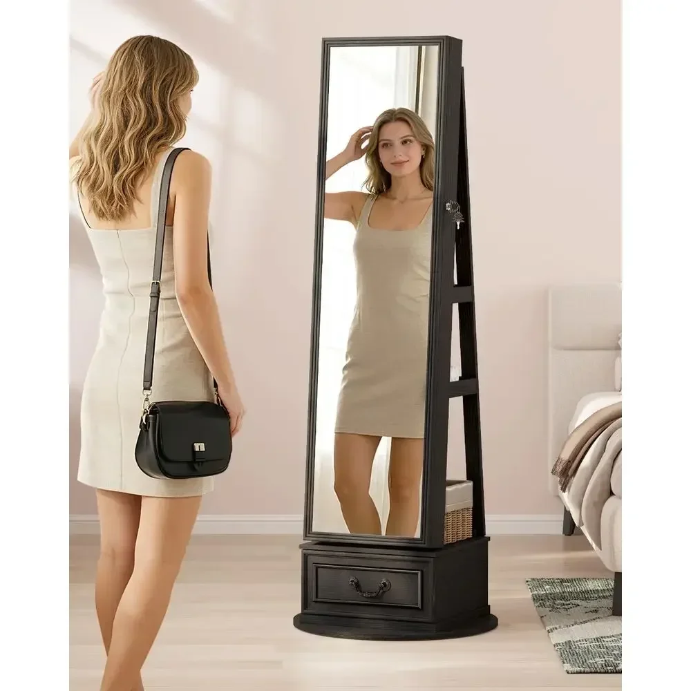 360 °   خزانة مجوهرات دوارة قا - مراجعة Full Length Mirror Jewelry Armoire وسعره