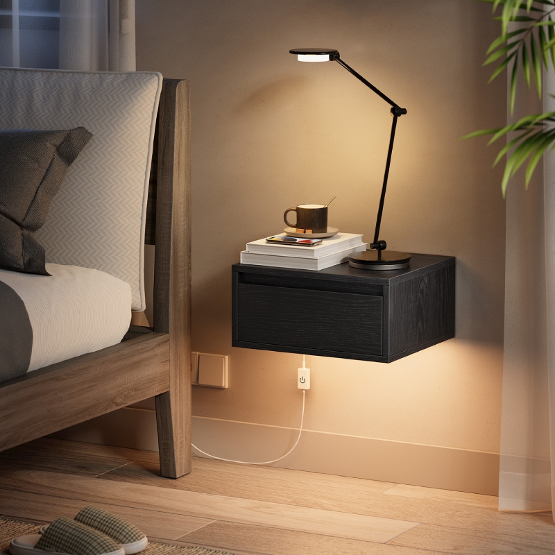 طاولة جانبية معلقة على الحائط  - مراجعة Floating Nightstand With Led Light وسعره