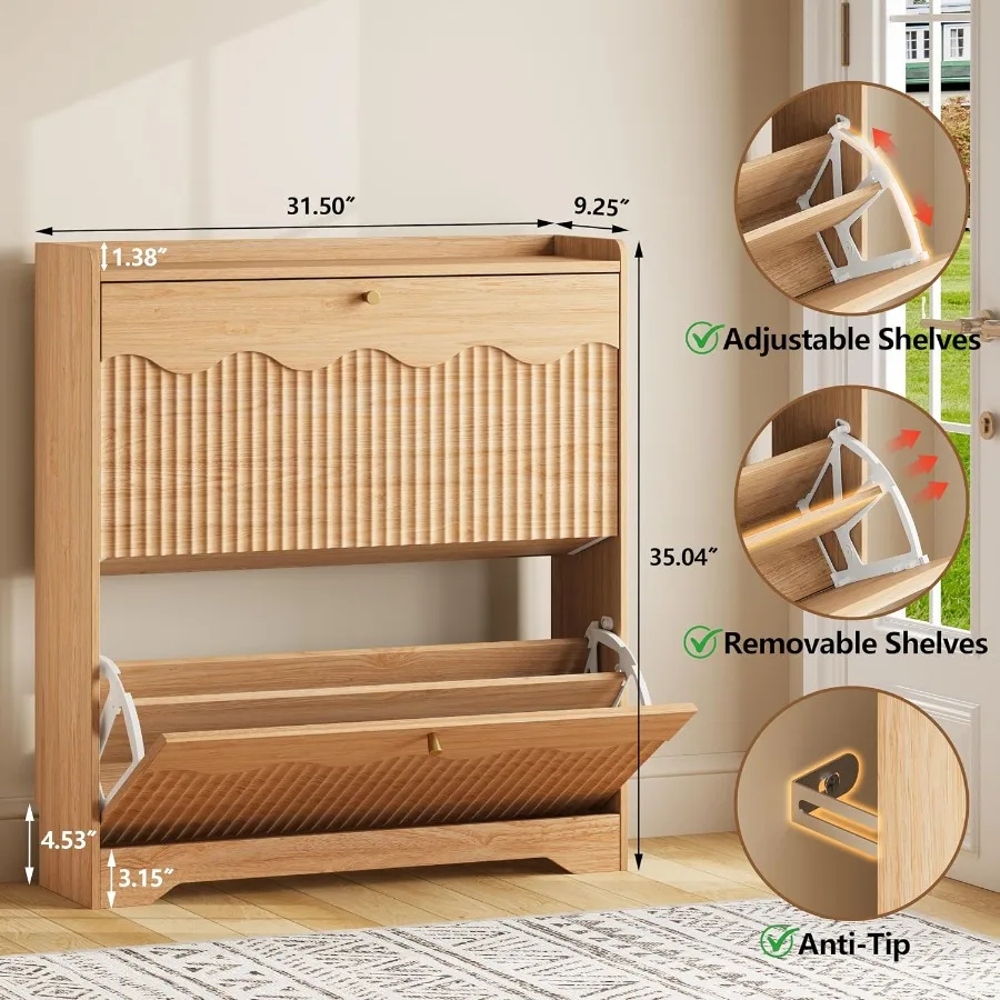 خزانة لتخزين الأحذية بتصميم عص - مراجعة Shoe Rack Cabinet Narrow Entryway وسعره