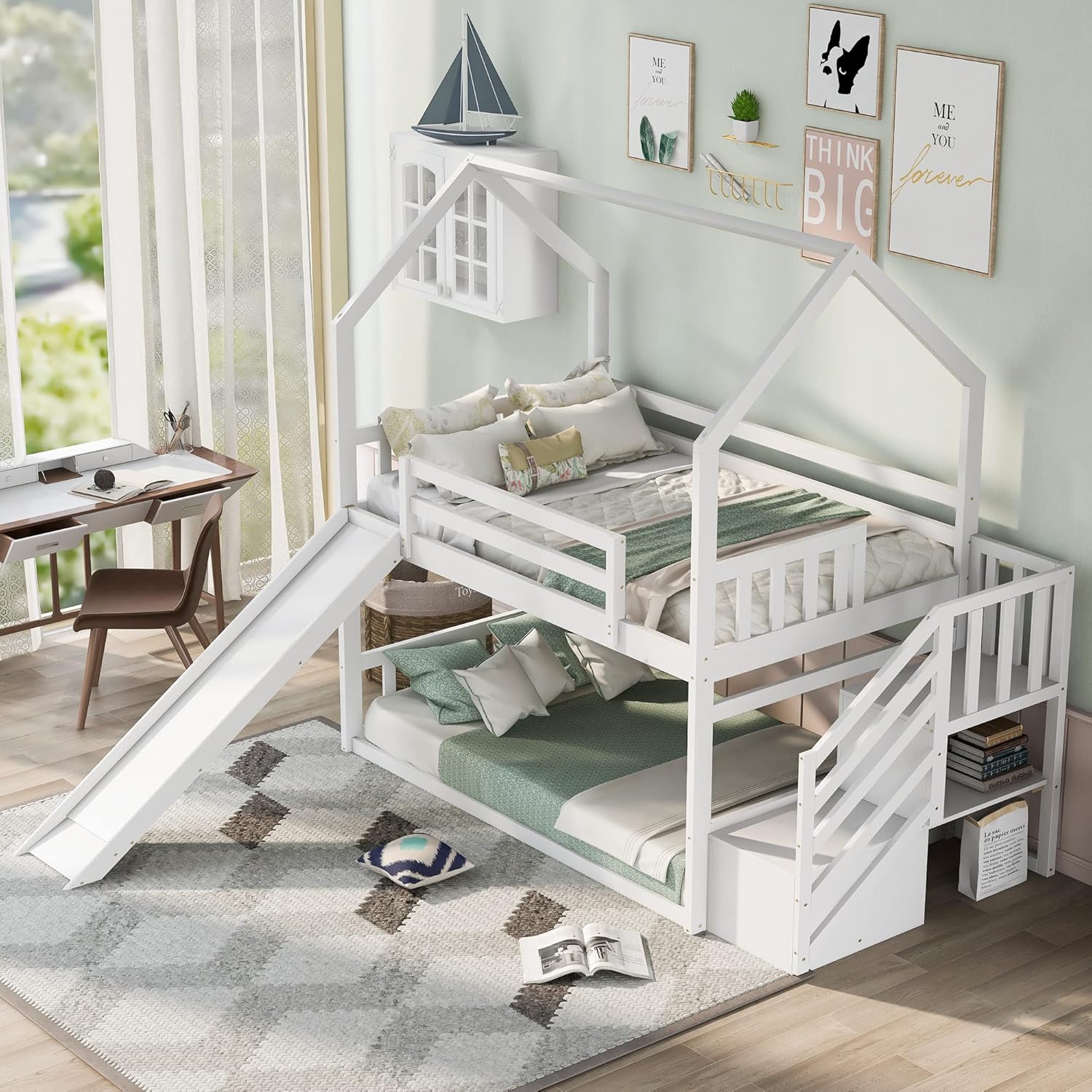سرير بطابقين مزدوج مع سلم وزحل - مراجعة Bunk Bed With Stairs And Slide وسعره