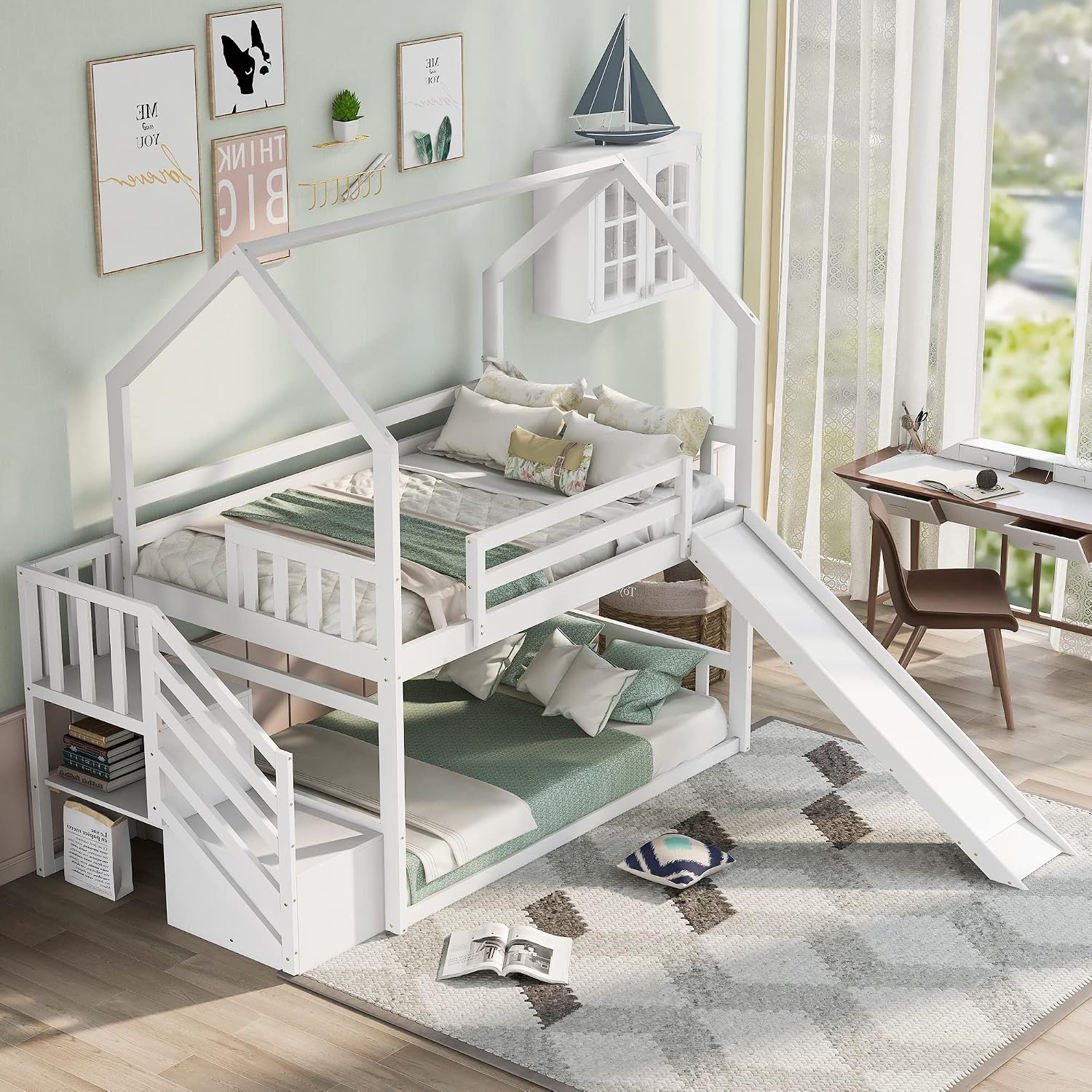 سرير بطابقين مزدوج مع سلم وزحل - مراجعة Bunk Bed With Stairs And Slide وسعره