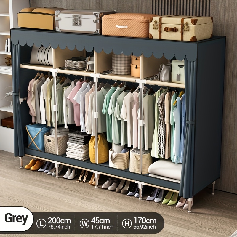 منظم خزانة محمول بإطار معدني م - مراجعة Wardrobe Closet Portable Fabric Cover وسعره