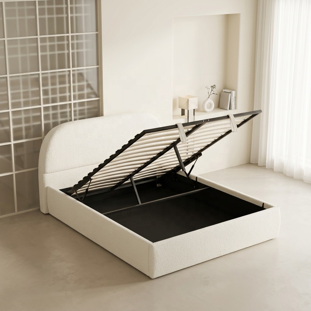 سرير ناعم بتصميم عصري بسيط، قم - مراجعة Gas Lift Storage Bed Hydraulic وسعره