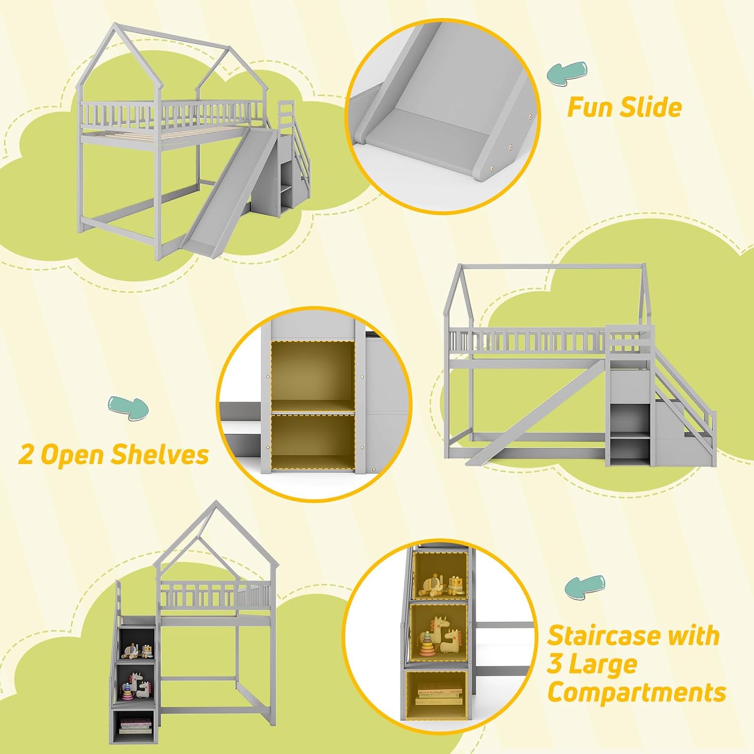 سرير بطابقين مزدوج مع سلالم من - مراجعة Bunk Bed With Stairs And Slide وسعره