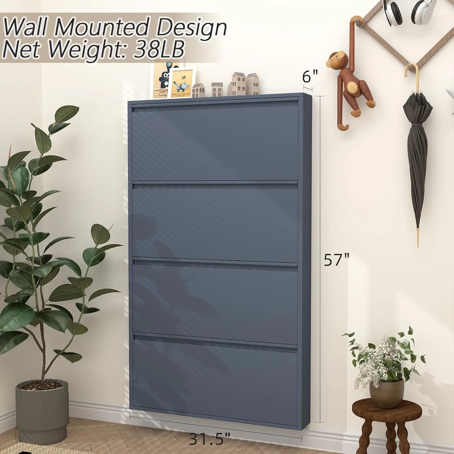 خزانة أحذية بـ 4 أدراج قابلة ل - مراجعة Shoe Rack Cabinet Narrow Entryway وسعره