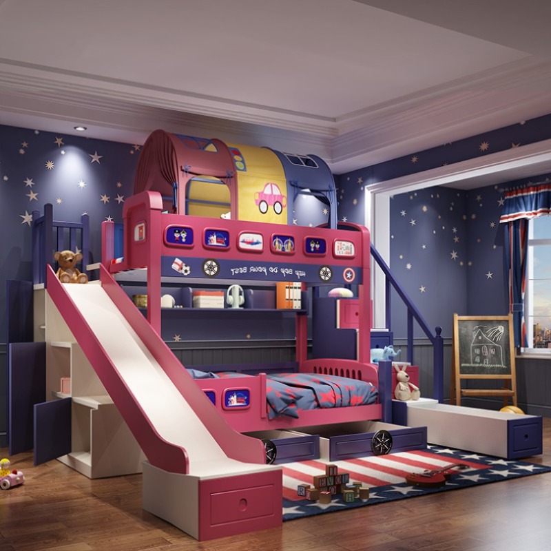 سرير أطفال عصري للبنات مع منزل - مراجعة Bunk Bed With Stairs And Slide وسعره