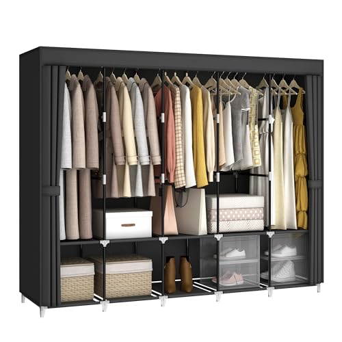 خزانة ملابس محمولة بسعة 83 بوص - مراجعة Wardrobe Closet Portable Fabric Cover وسعره