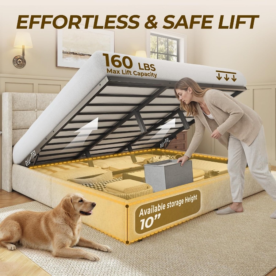 إطار سرير بمساحة تخزين قابلة ل - مراجعة Gas Lift Storage Bed Hydraulic وسعره