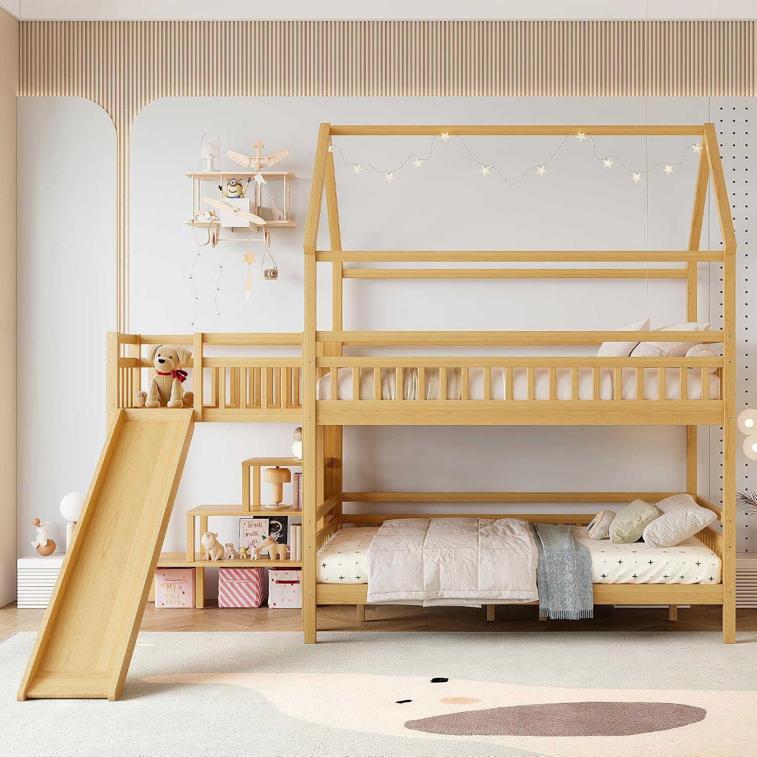 سرير بطابقين كامل الحجم مع سقف - مراجعة Bunk Bed With Stairs And Slide وسعره