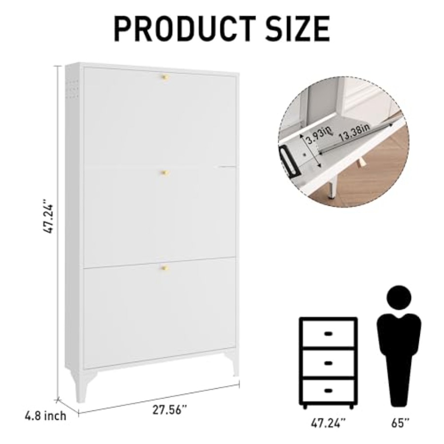 خزانة أحذية قائمة بذاتها مع 3  - مراجعة Shoe Rack Cabinet Narrow Entryway وسعره
